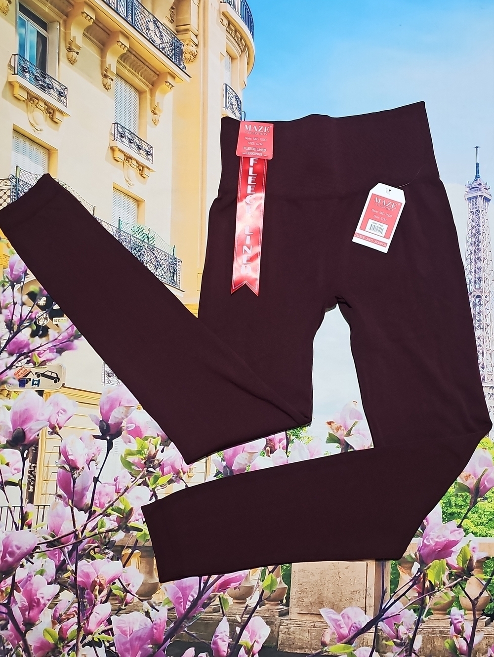 MAZE Fleece-Lined Burgundy Leggings Size S/M New